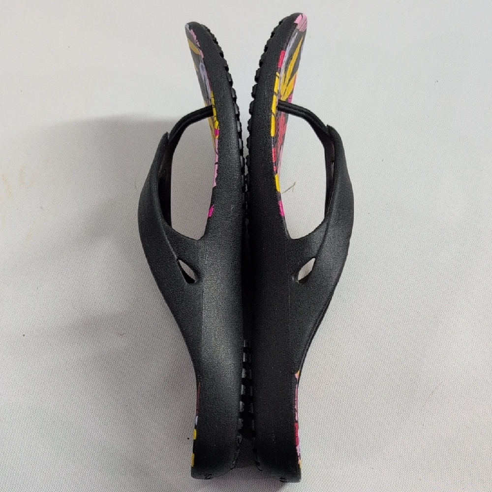 CROCS Black Sole Floral Sandals - Picture 4 of 9